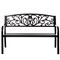 Steel Outdoor Powder Coated Garden Park Seating Bench with Cast Iron Backrest, Lawn Decor Seating Bench for Yard, Patio, Garden, Balcony, and Deck